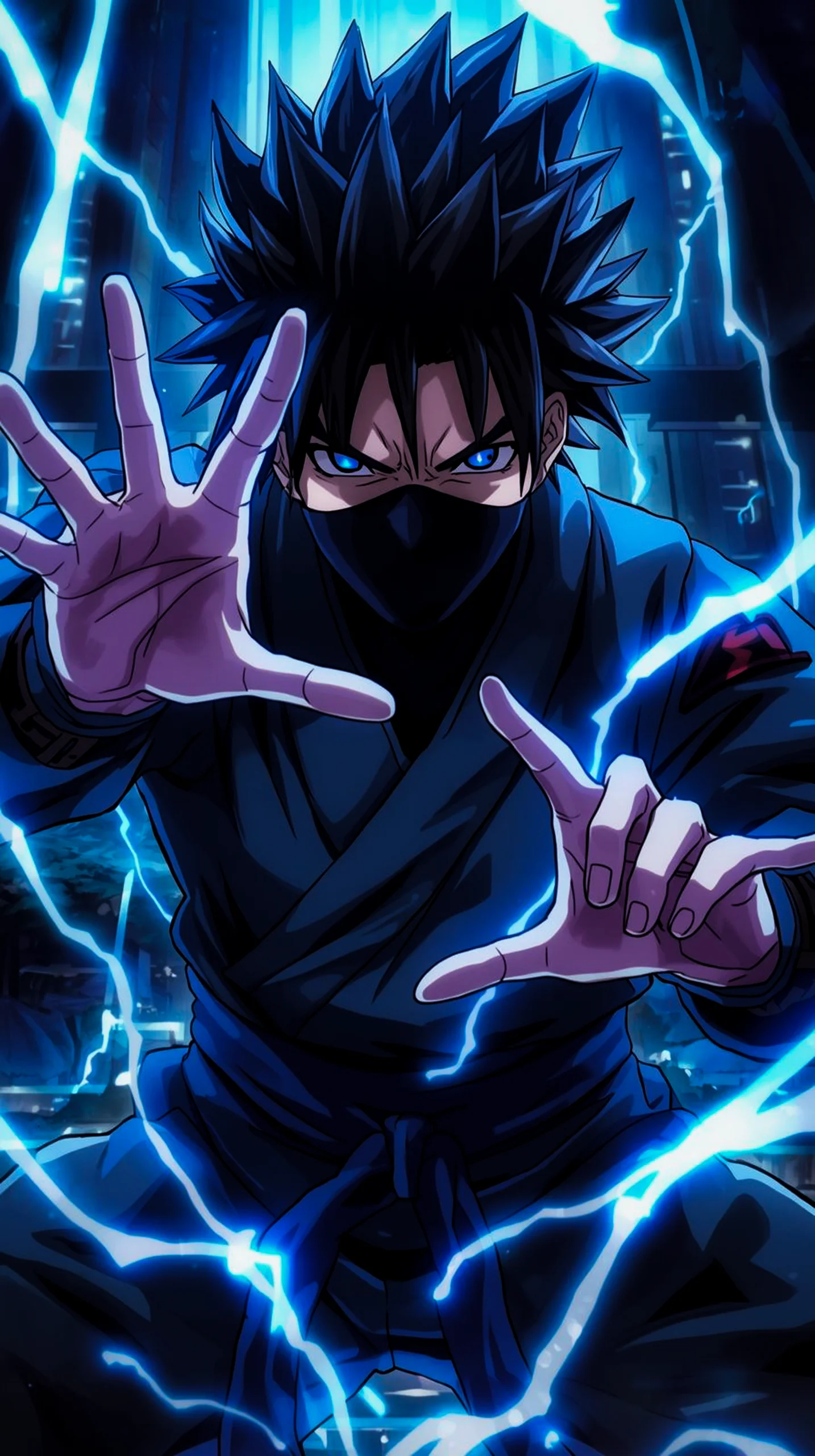 Electric ninja anime phone wallpaper 4k, cool wallpapers for phone, best iphone wallpapers for mobile background.