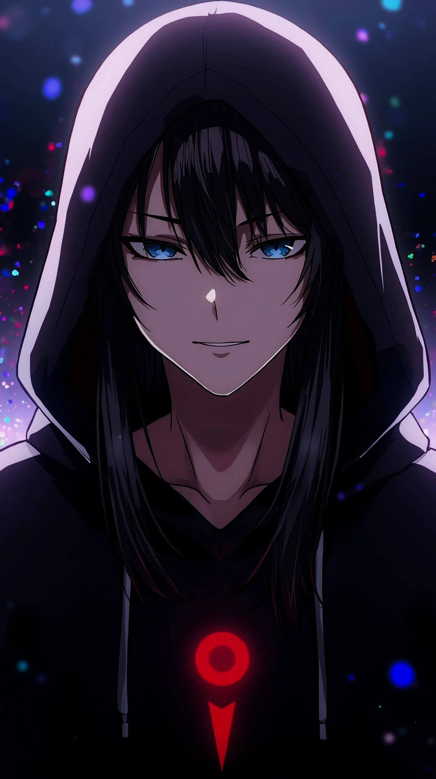 mysterious anime girl in black hoodie wallpaper for iPhone 4K