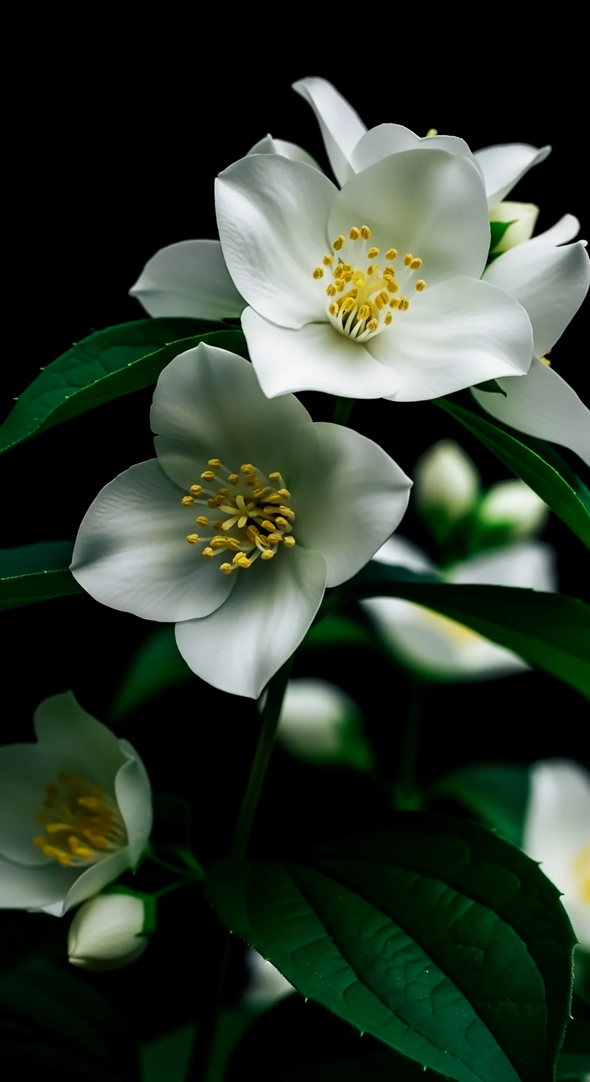 White jasmine flower background for iphone, flower phone background, and high-quality flower phone wallpaper.