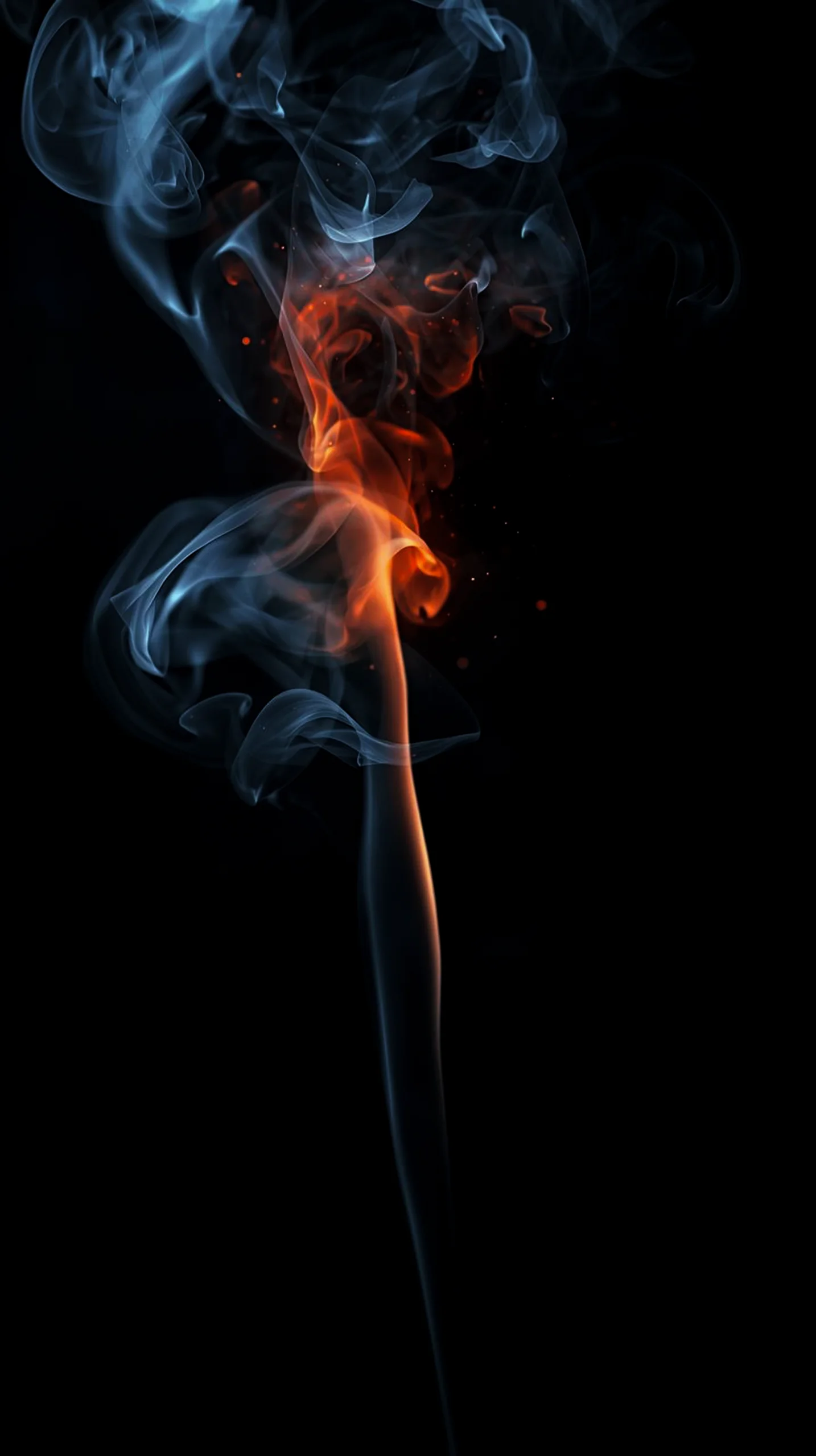 Amoled 4k mobile wallpaper featuring fire & ice smoke. iPhone 4k, 4k phone background, cute 4k iPhone wallpaper.