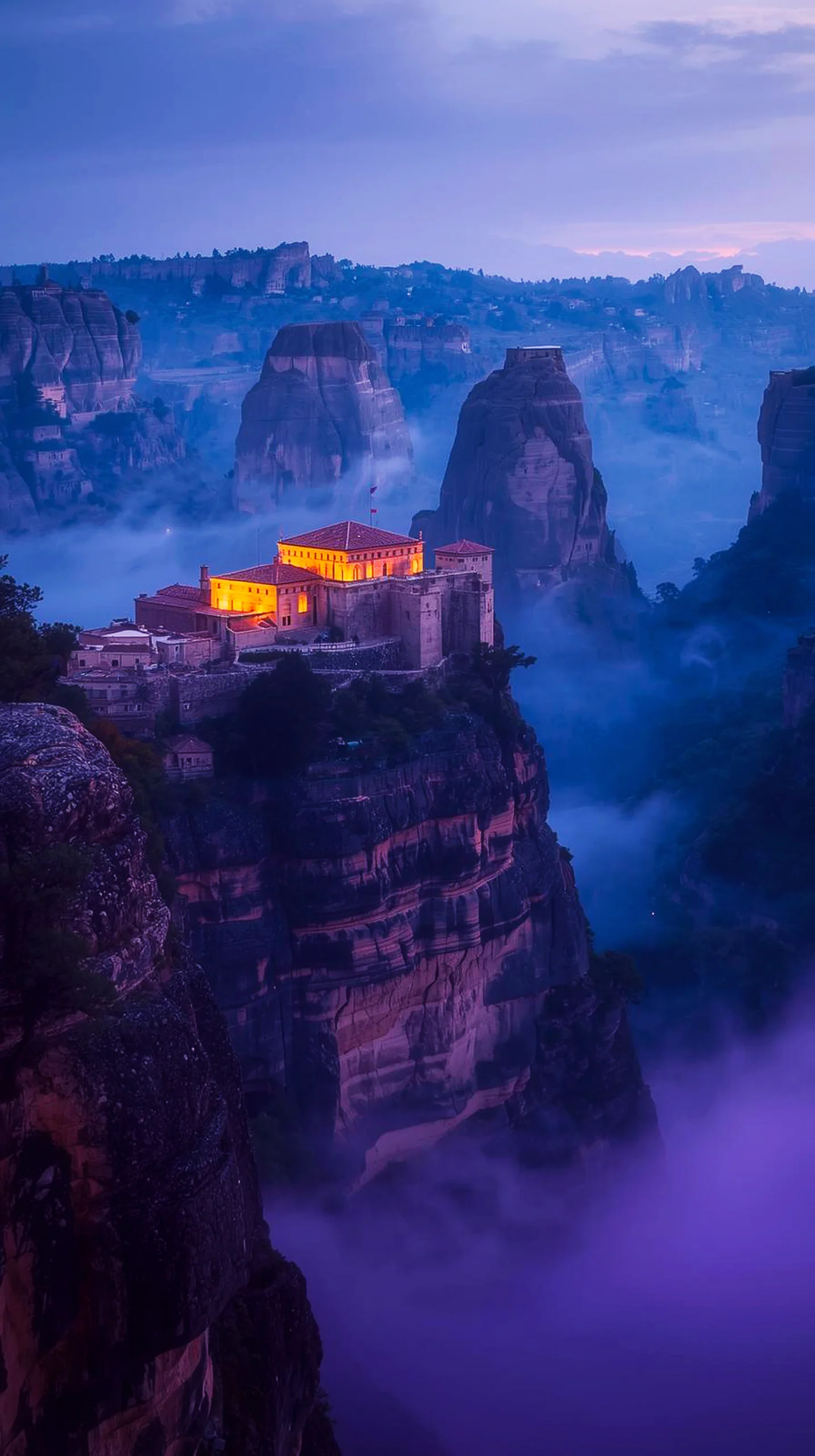 Meteora Monastery 4K Mobile Wallpaper: A Dreamy Cliffside View