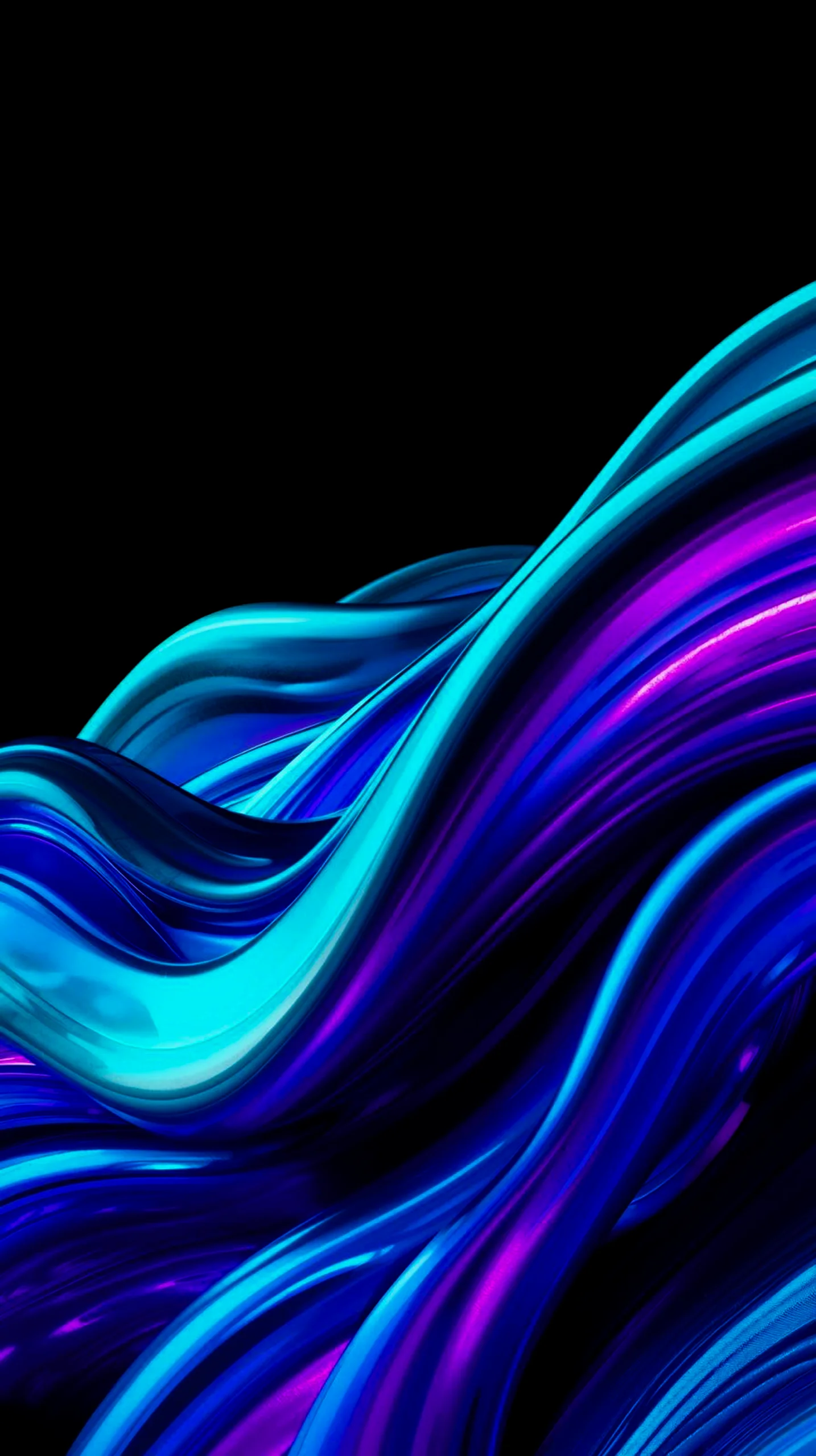 Dark AMOLED 4K Mobile Wallpaper: Vibrant Fluid 3D Waves