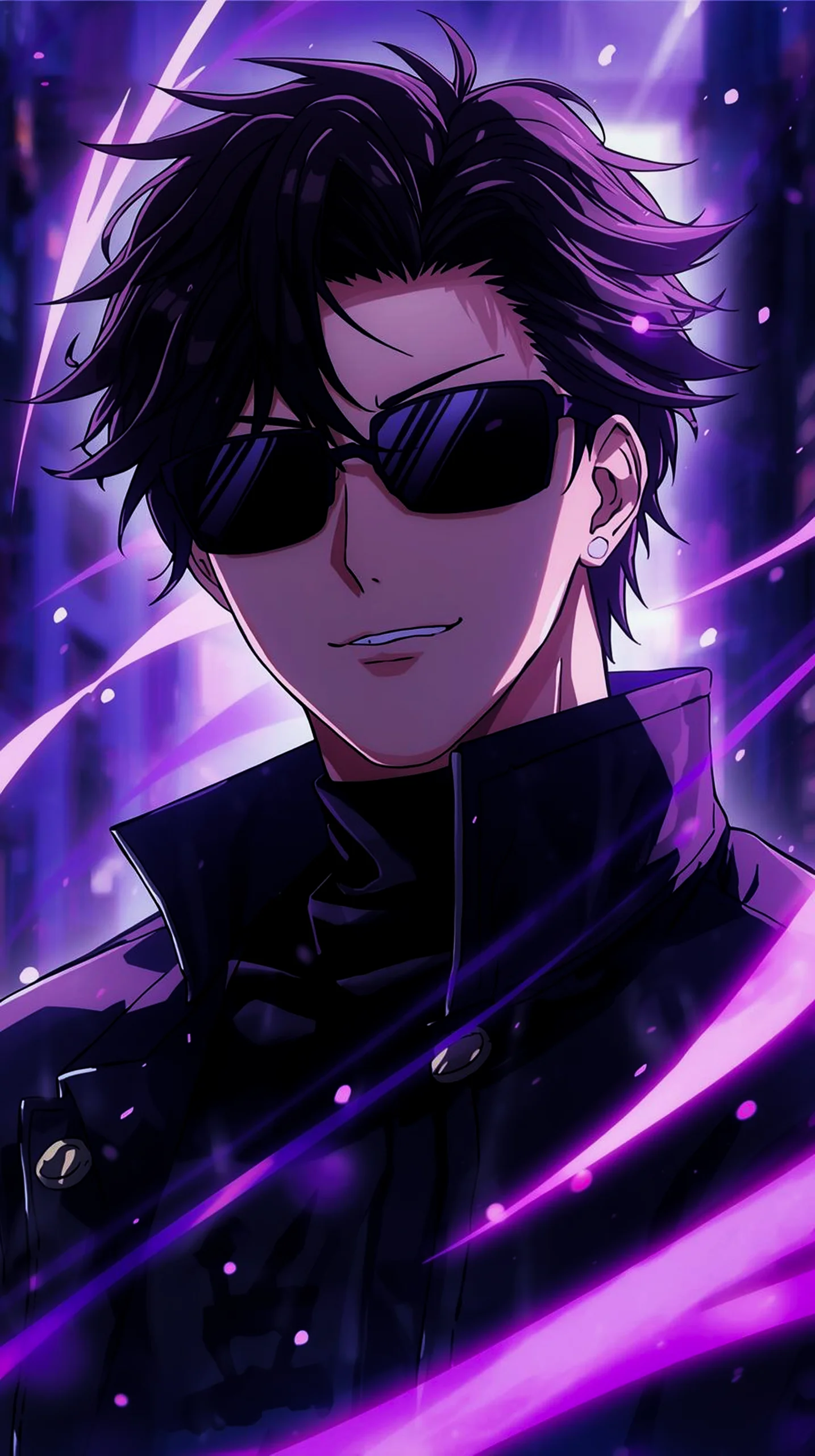 Cool anime phone wallpaper and iphone wallpaper 4k with purple aesthetic for android wallpaper and phone background.