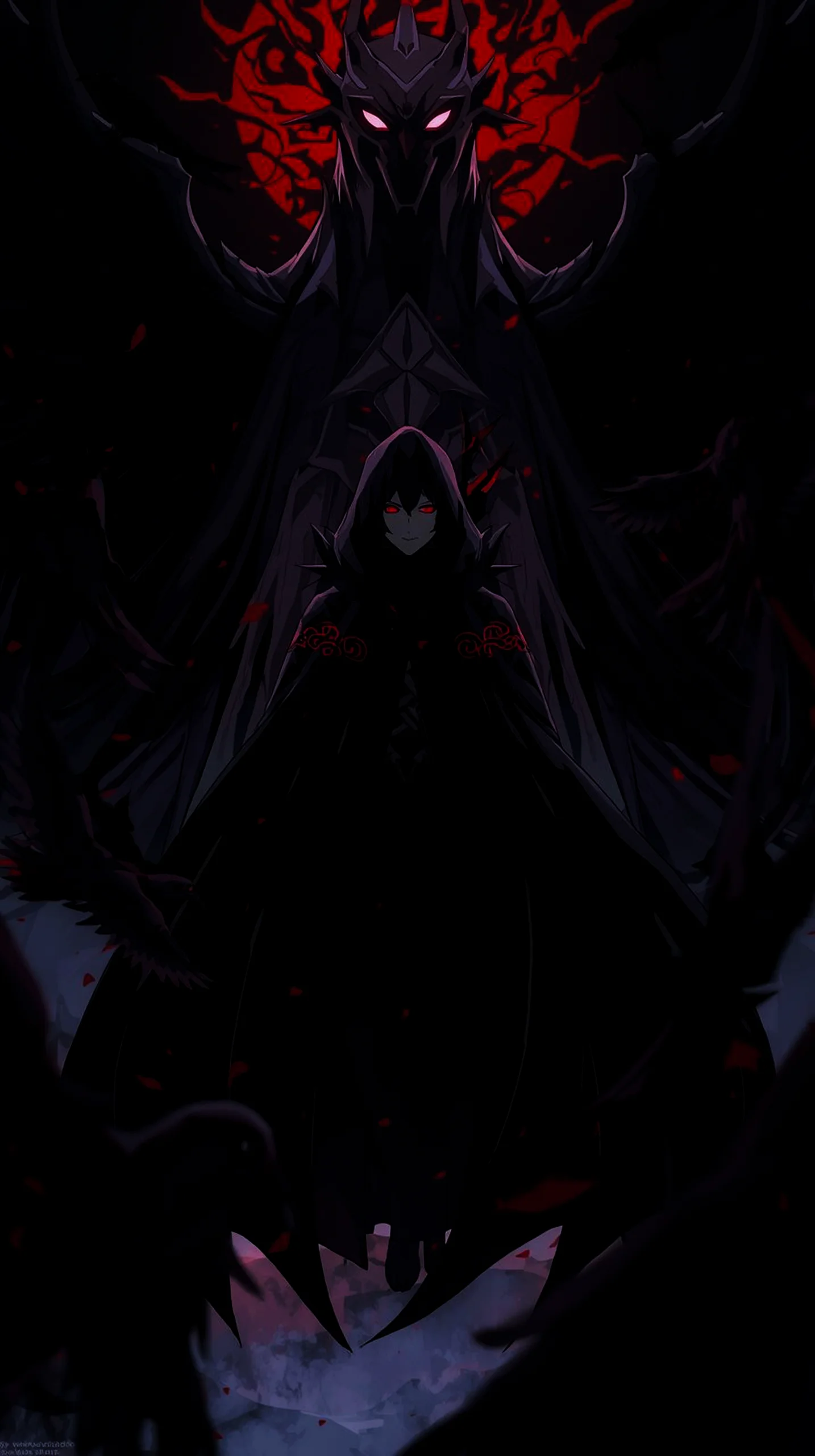 Dark fantasy anime character as a cool wallpaper for phone, high quality iphone wallpaper 4k and mobile background.