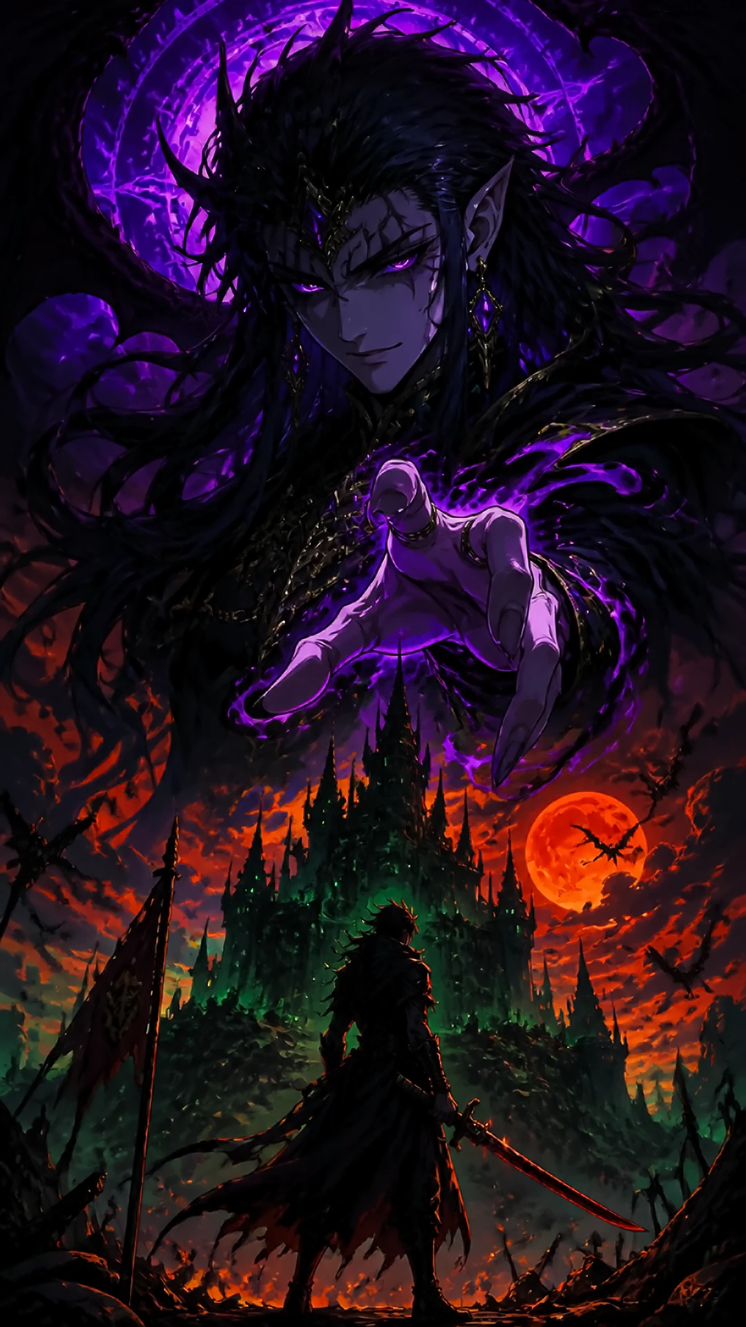 Wallpaper anime dark — purple demon castle lord