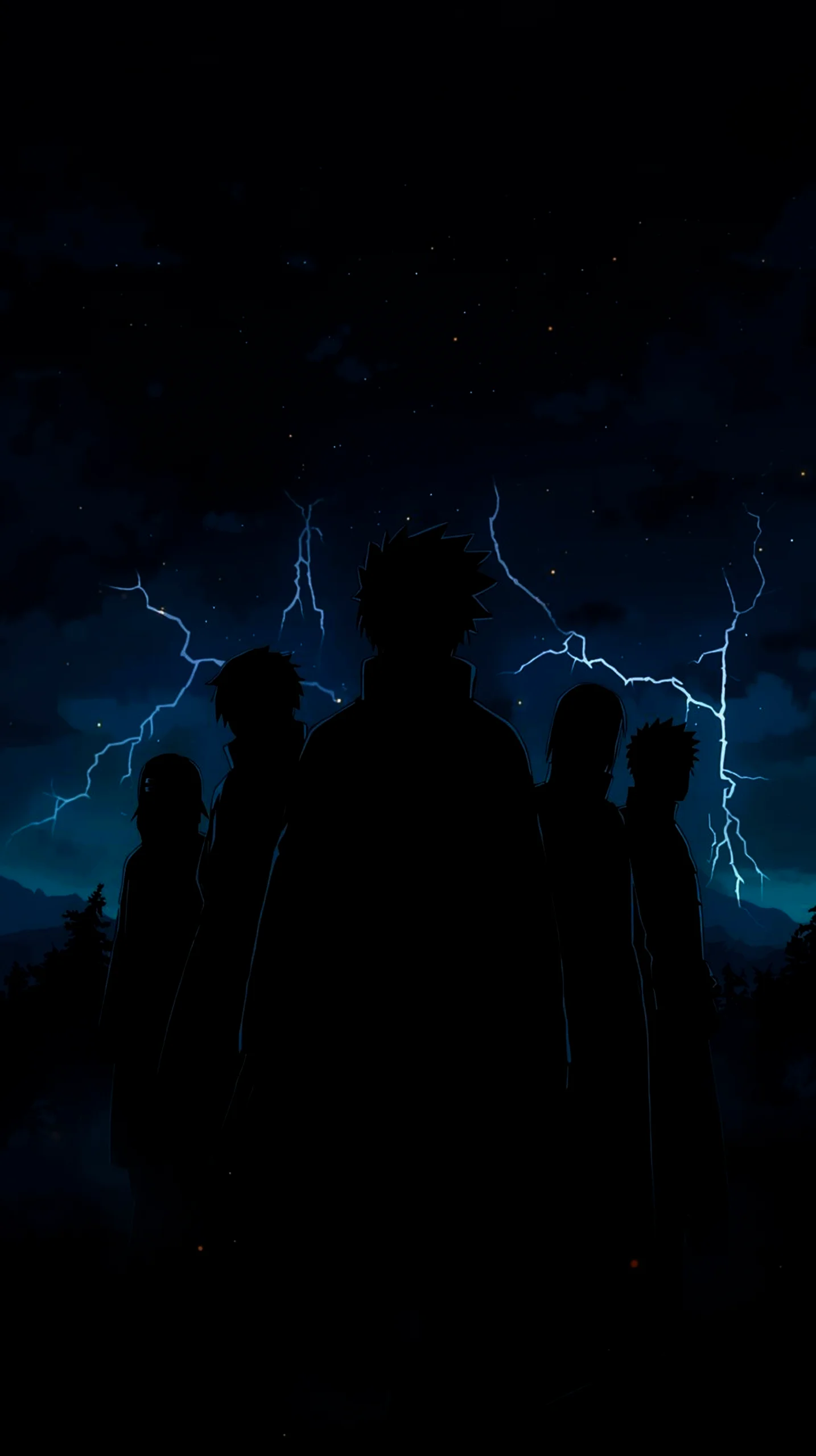 dark ninja silhouette anime wallpaper for phone in 4K resolution