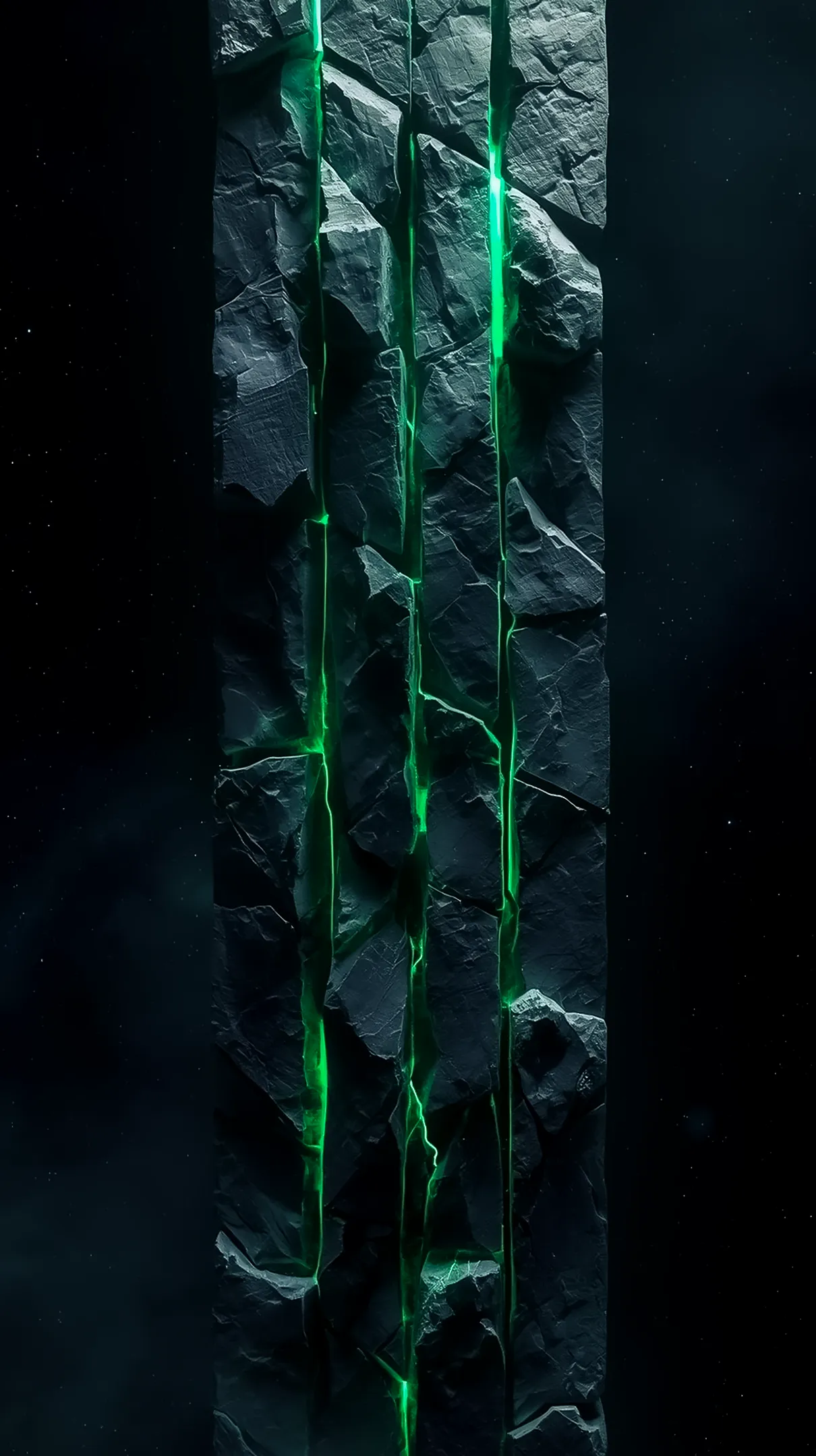 AMOLED wallpaper 4k for mobile, iPhone wallpaper 4k, 4k wallpaper for phone, green glowing stone pillar background