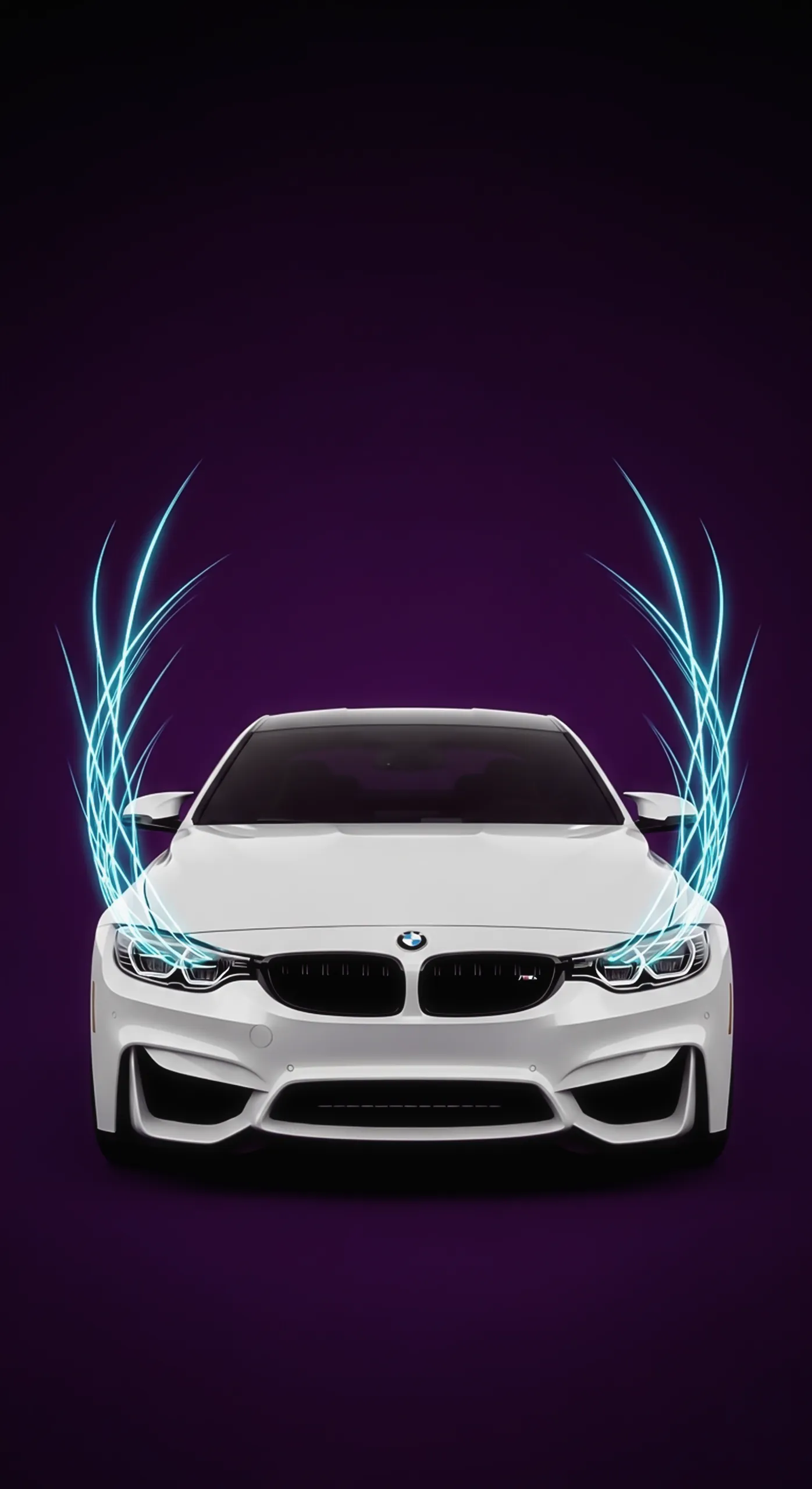 Stunning White BMW M4 car iphone wallpaper with dynamic blue neon lights, perfect car wallpaper 4k for mobile. Download this amazing car wallpaper4k for mobile for your device.