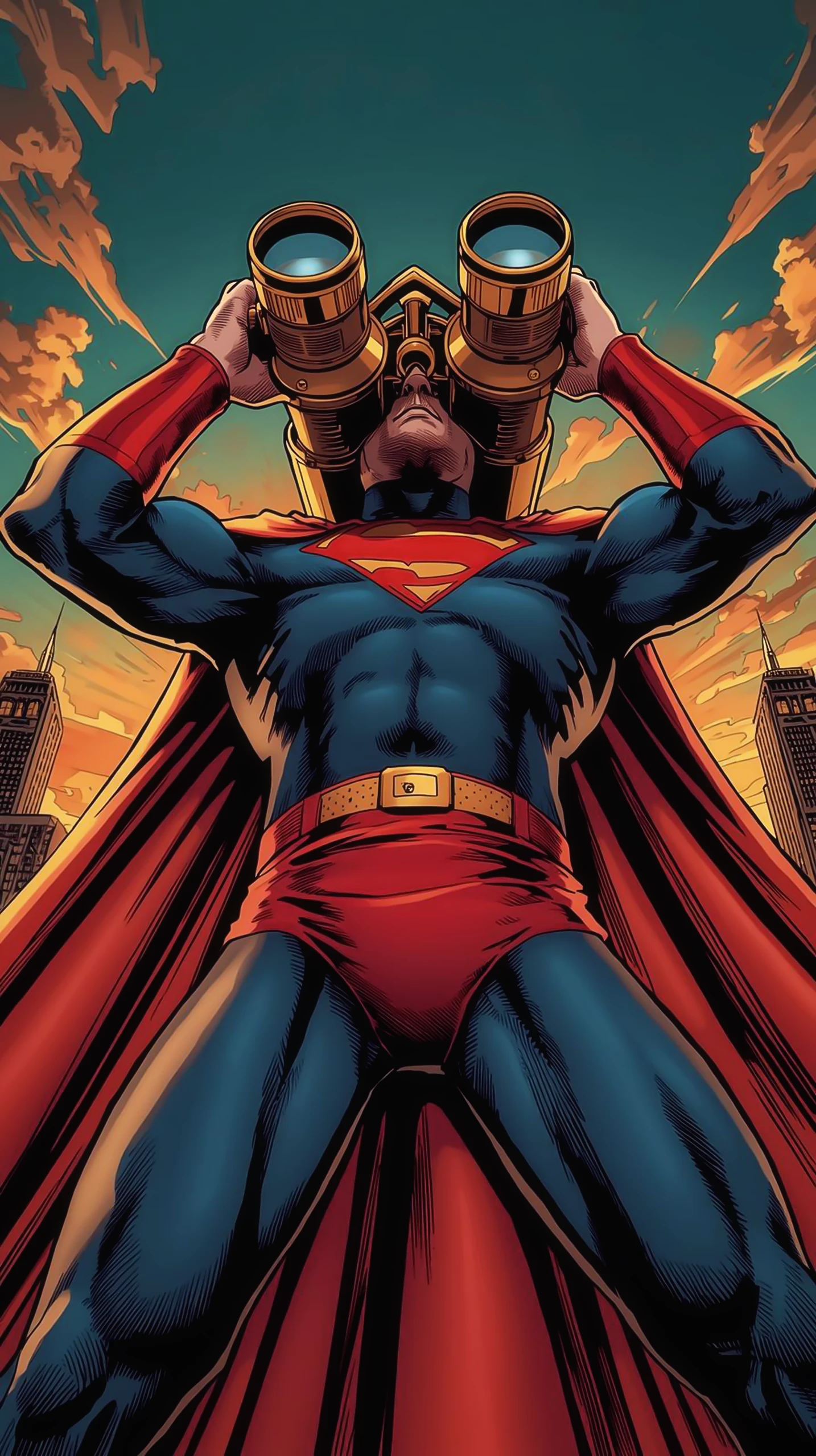 Superman Wallpaper 4K — Hero Looking Through Binoculars