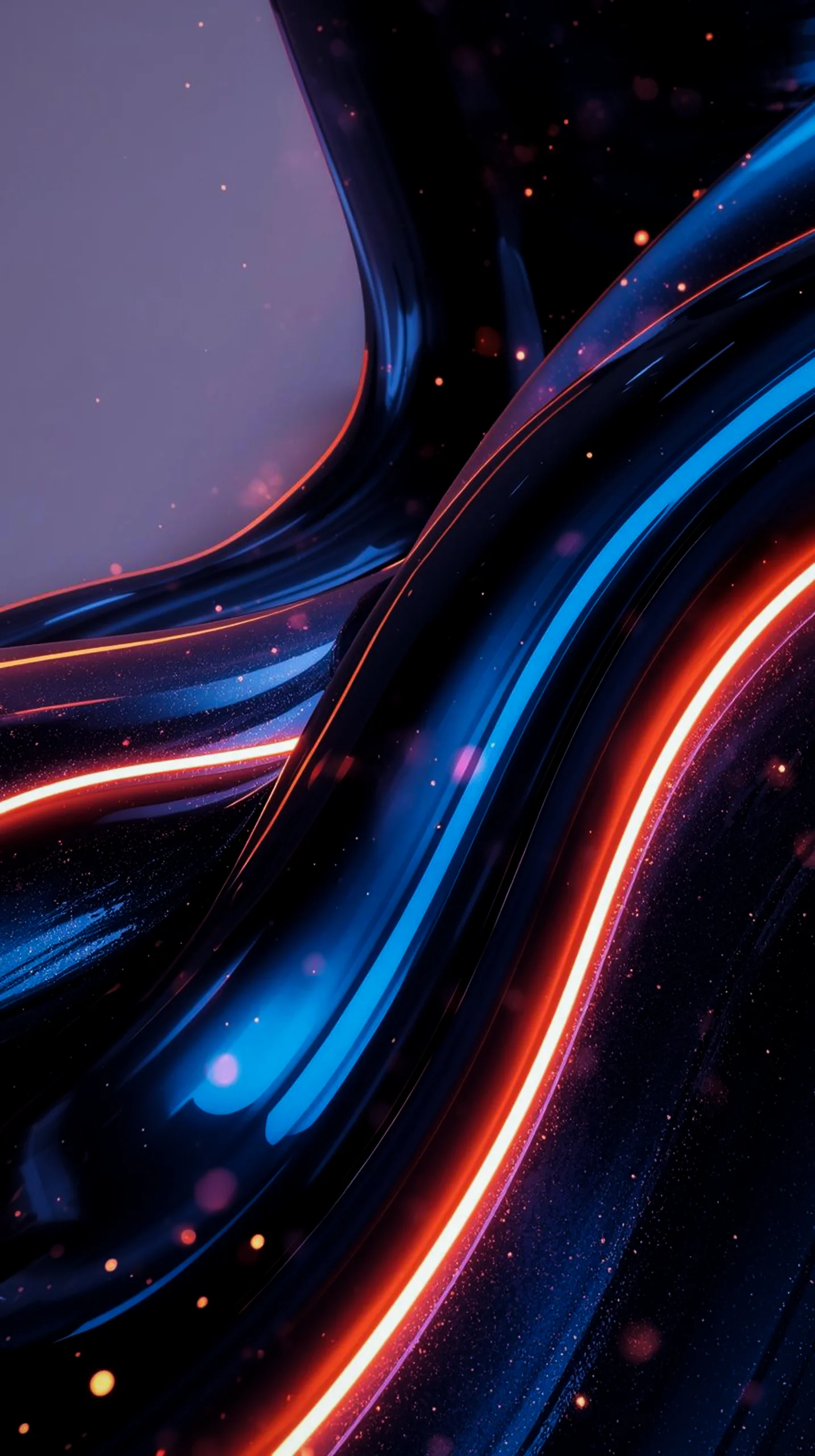 Dark AMOLED Mobile Wallpaper 4K: Abstract Neon Fluid Waves