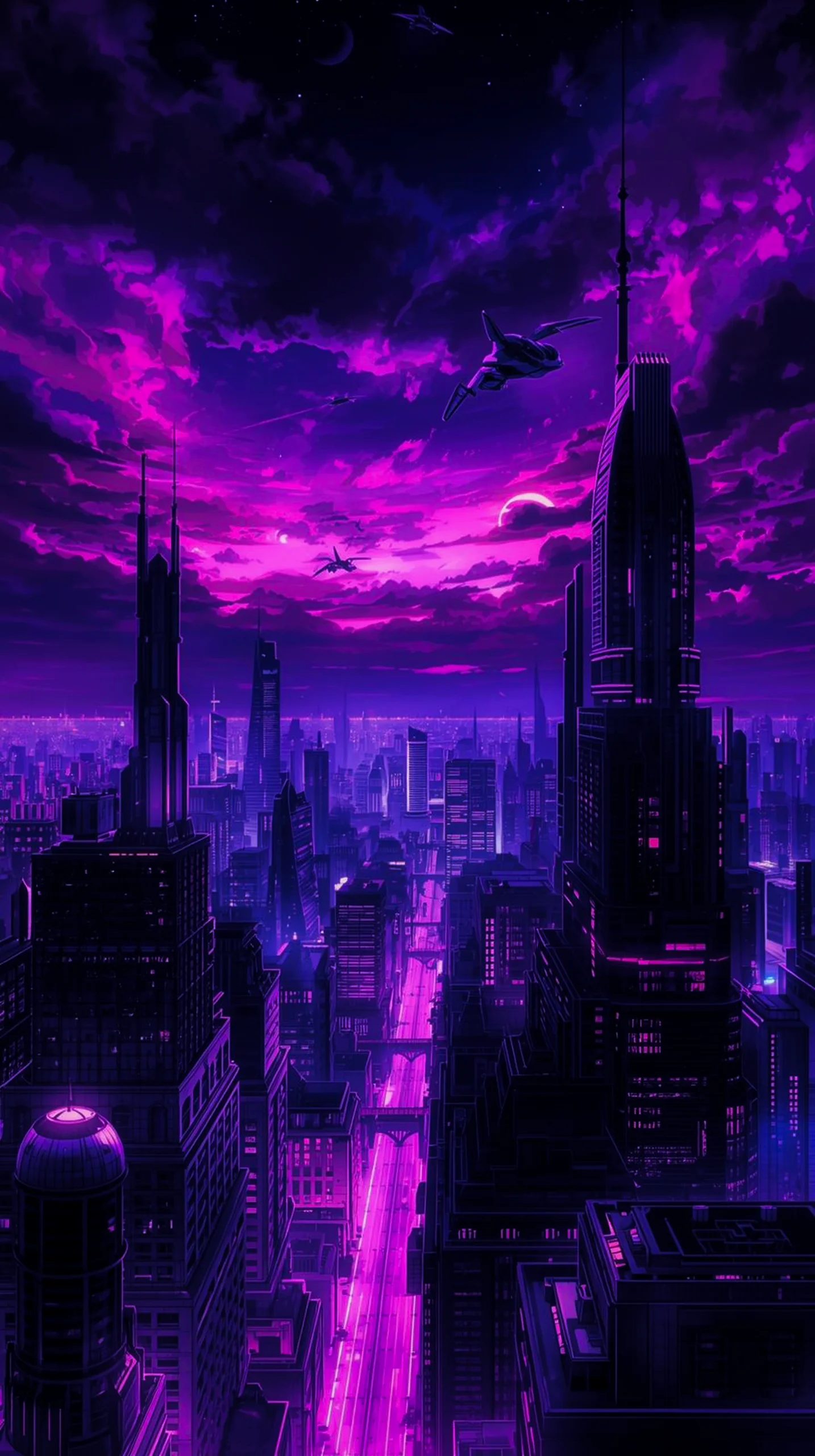 vibrant neon cyberpunk city wallpaper for iPhone and Android 4K