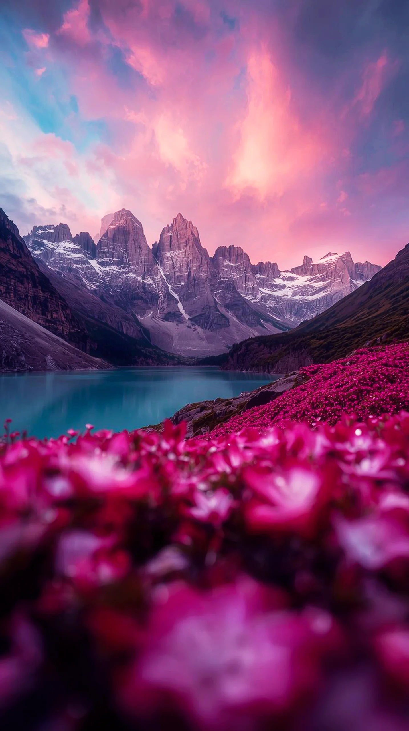 Beautiful mountain lake scenery as an iphone wallpaper 4k, cute 4k wallpaper for iphone and mobile device.