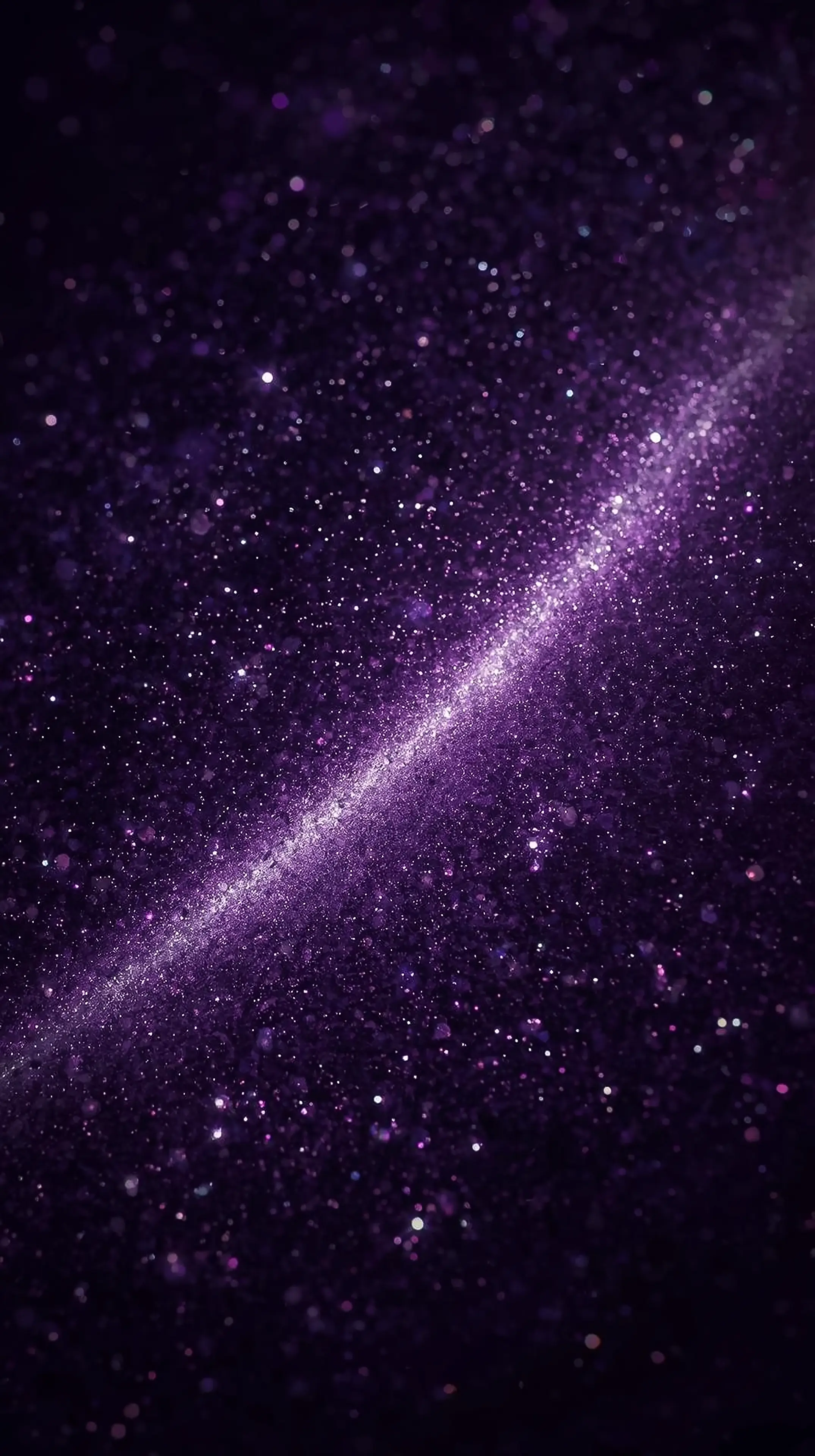 4k wallpaper for mobile Cosmic Purple Galaxy Stream, Neon Violet Sparkling Starfield Nebula Trail with Deep Space Glow