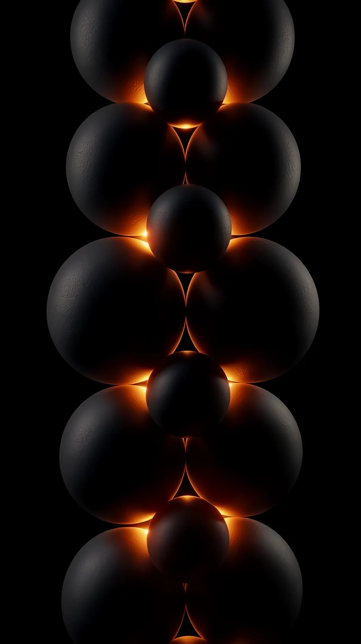 Amoled wallpaper 4k for mobile, dark spheres with orange glow. Ideal iphone wallpaper 4k, 4k wallpaper for mobile,