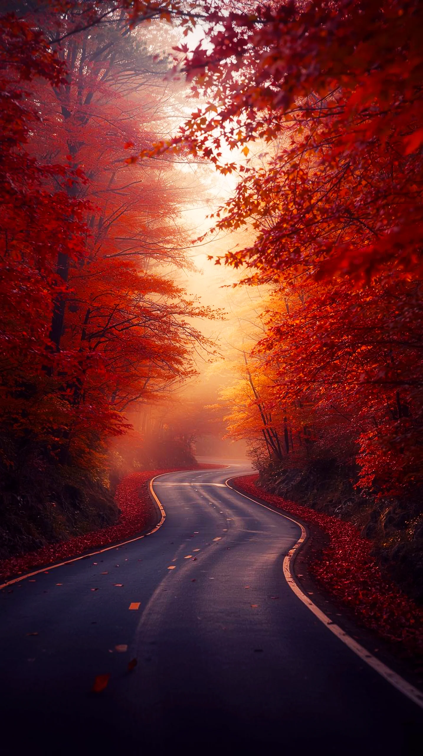 Beautiful autumn road iphone wallpaper 4k, cute 4k wallpaper for iphone, and 4k backgrounds for mobile phone.
