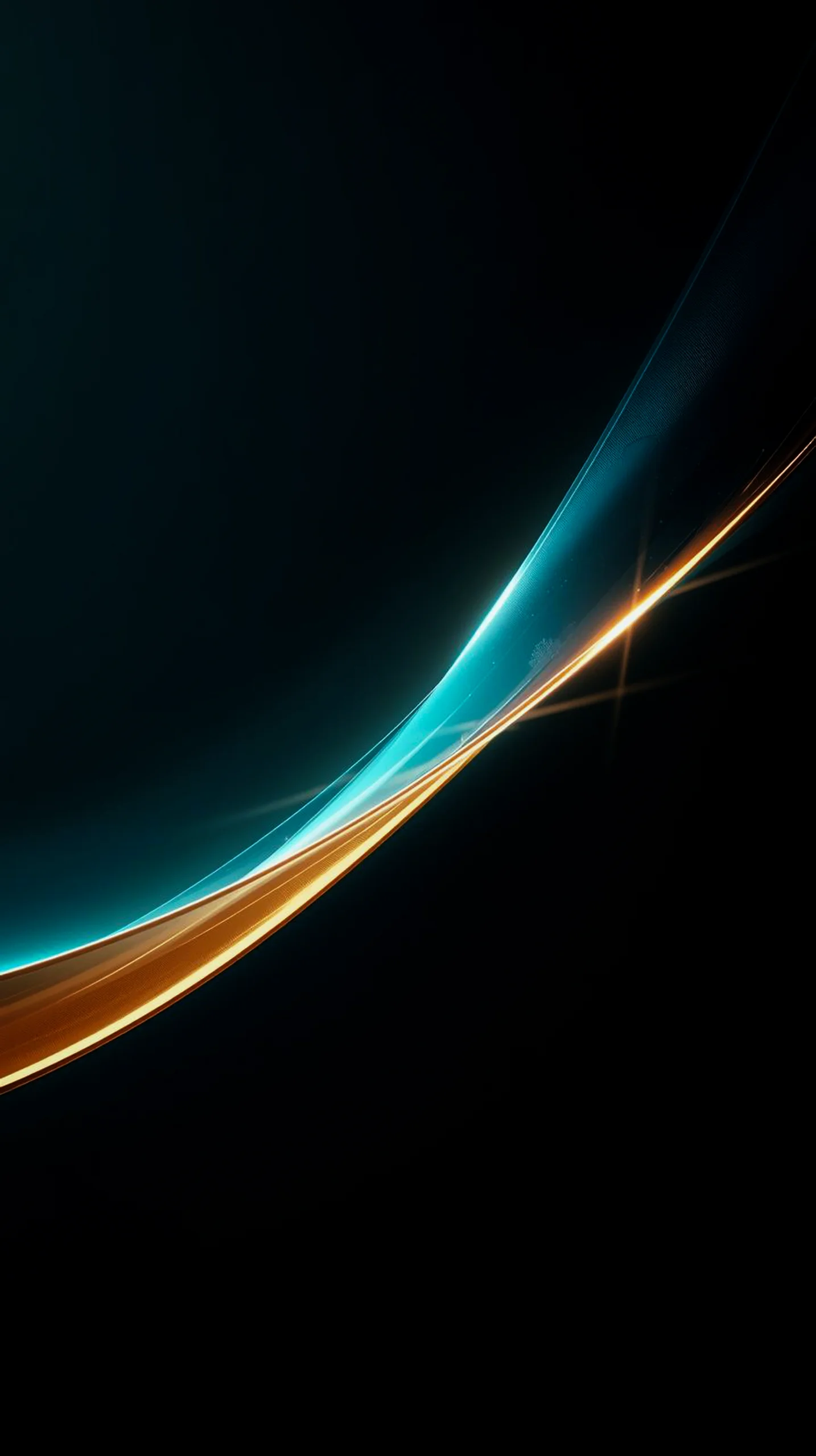 Dark AMOLED 4K Mobile Wallpaper: Elegant Golden Teal Waves