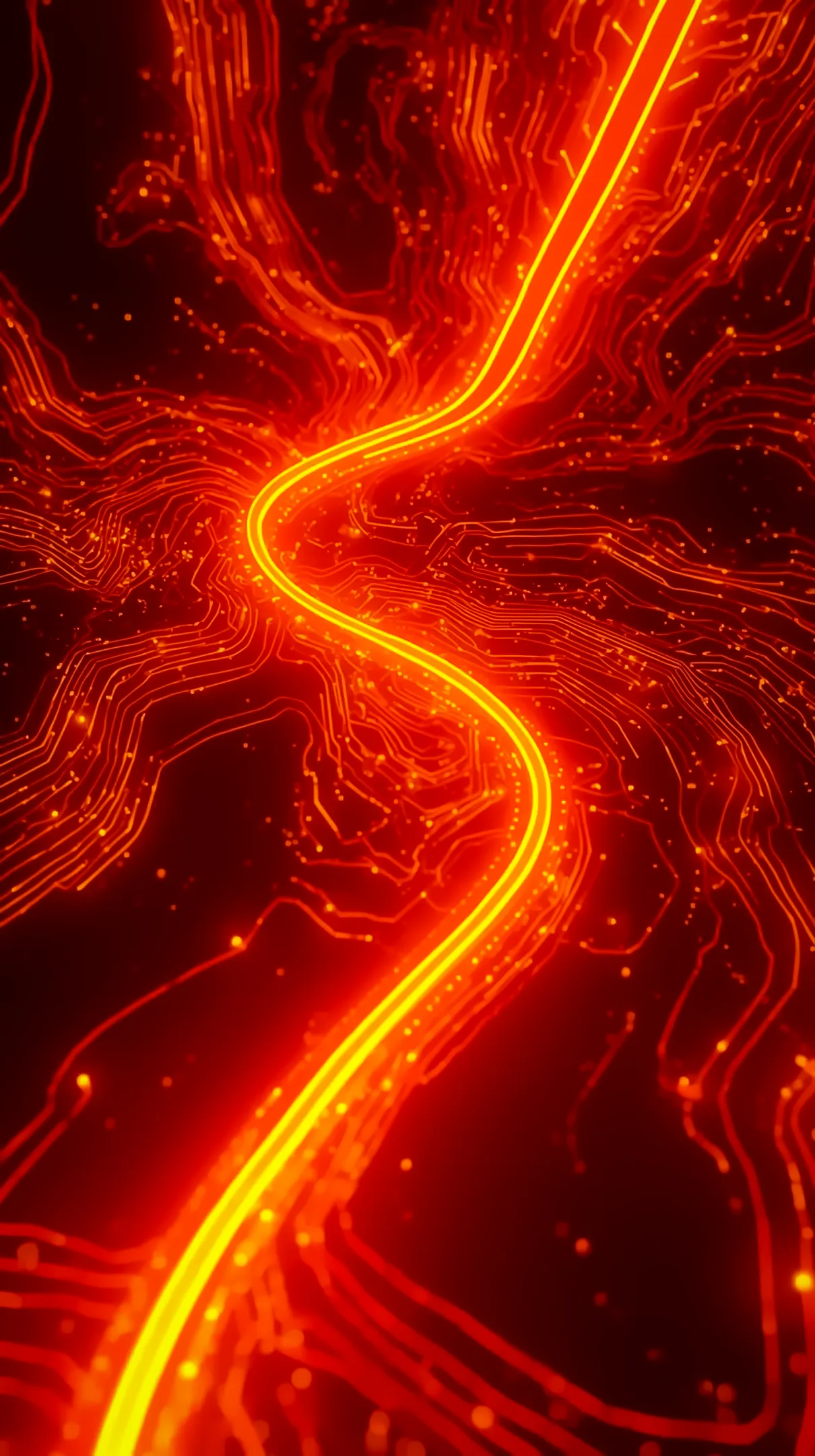 Glowing Digital Circuit Path AMOLED Wallpaper 4K for Mobile