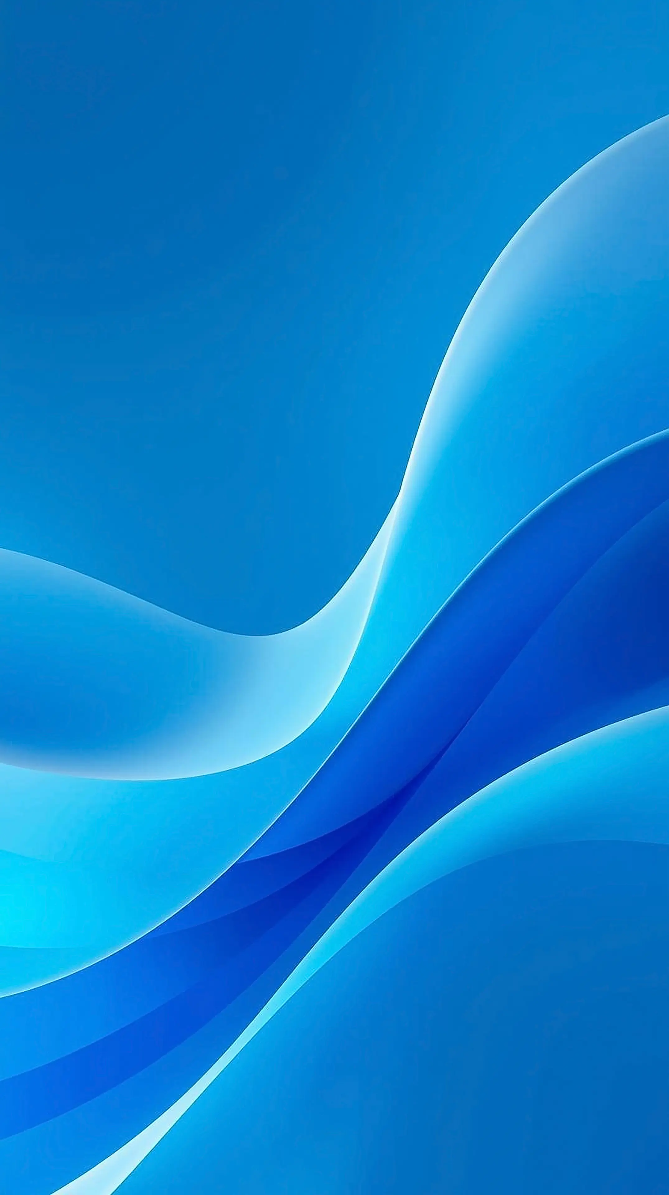 4k wallpaper for mobile Smooth Blue Wave Ribbon Flow, Elegant Glossy Cyan Gradient Curves with Luminous Shine on Deep Navy Background