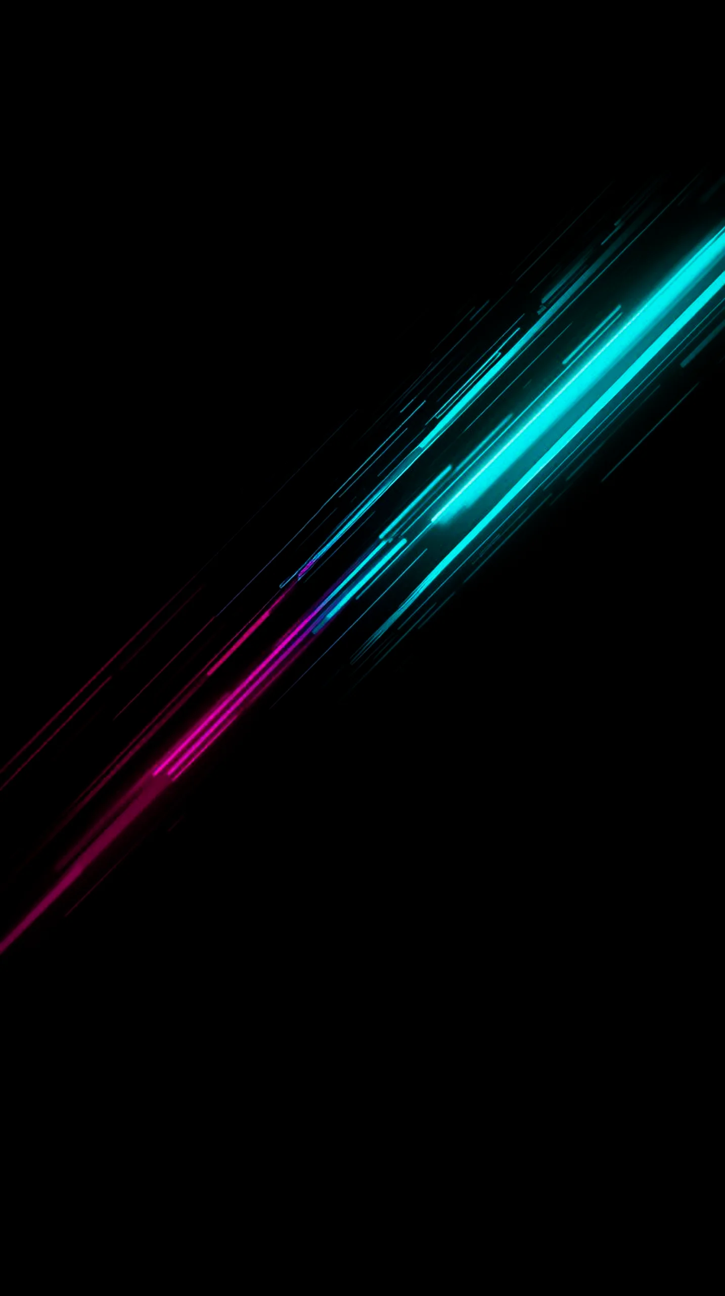 Dynamic light streaks in blue and pink on a black background, ideal for AMOLED wallpaper 4K for mobile, iPhone