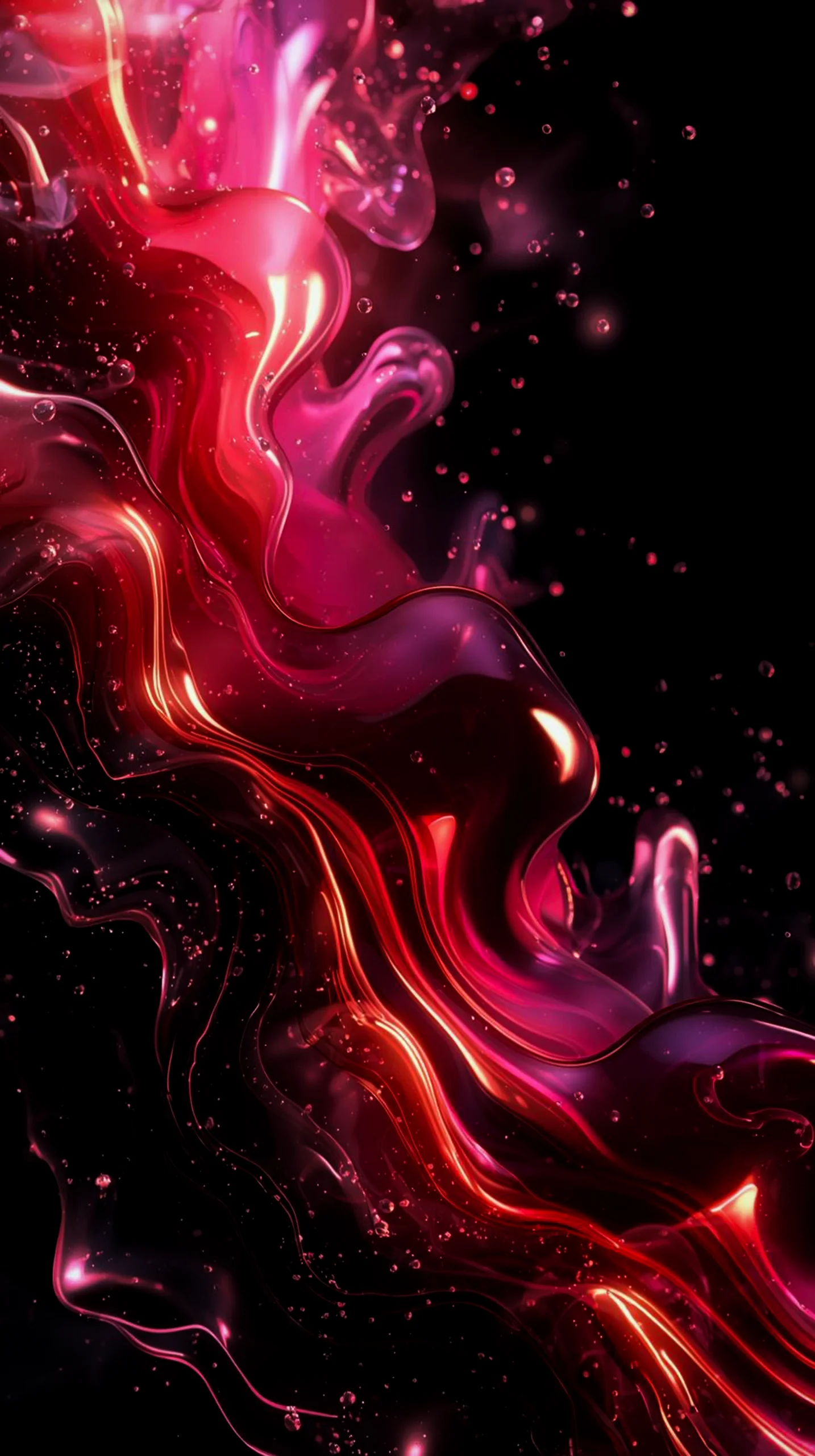 Red liquid abstract AMOLED wallpaper 4k for mobile, iphone wallpaper 4k, 4k backgrounds, cute 4k wallpaper for iphone.