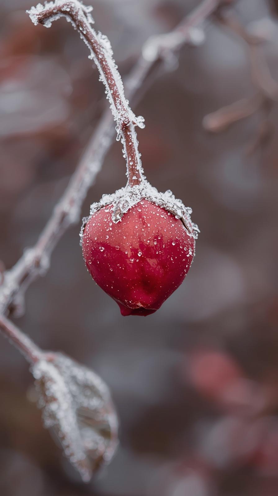 Frozen Red Berry Winter Macro Wallpaper