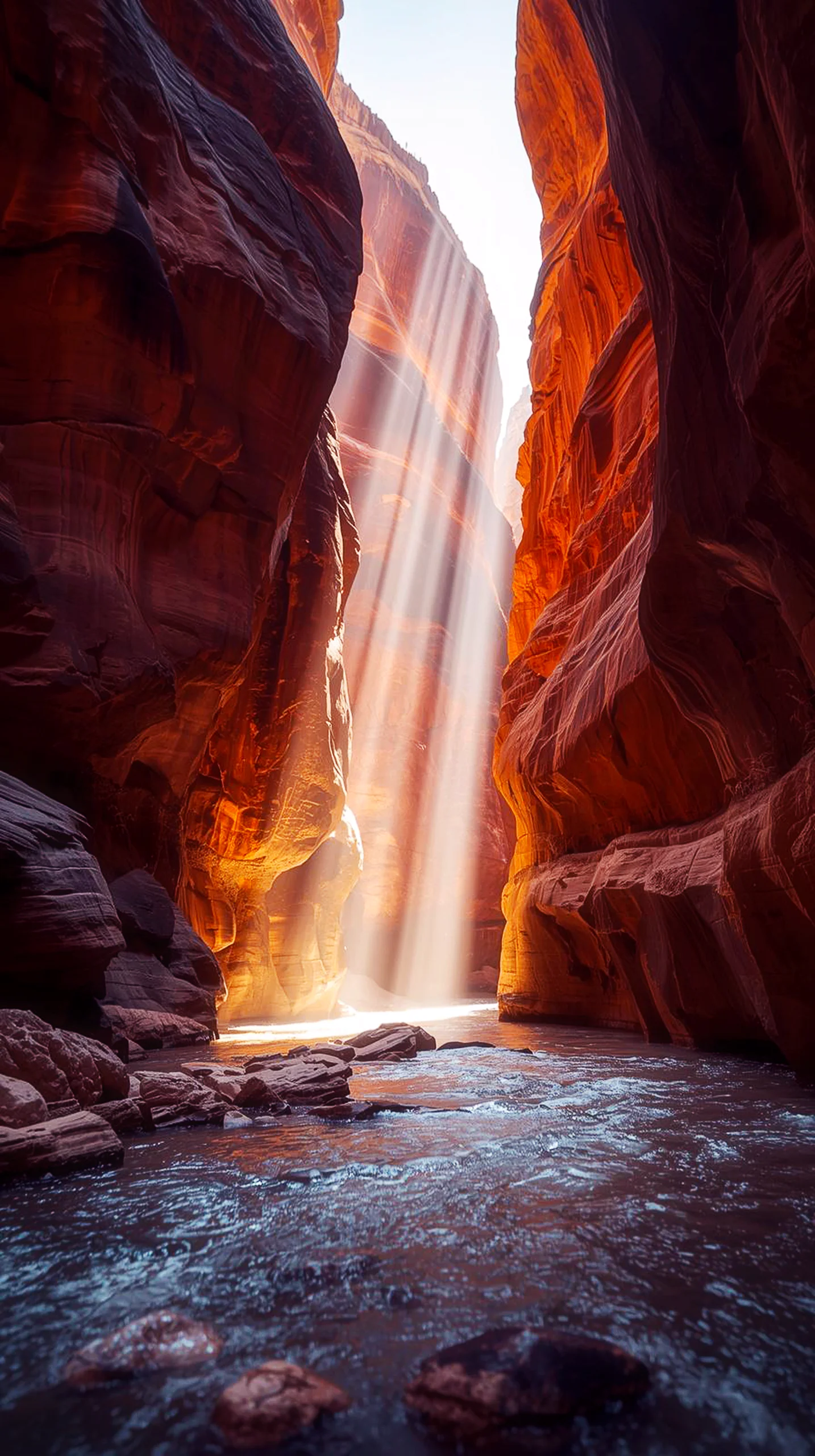 Canyon river light beam iphone wallpaper 4k. 4k wallpaper for mobile, wallpaper for phone, cute 4k wallpaper for iphone.