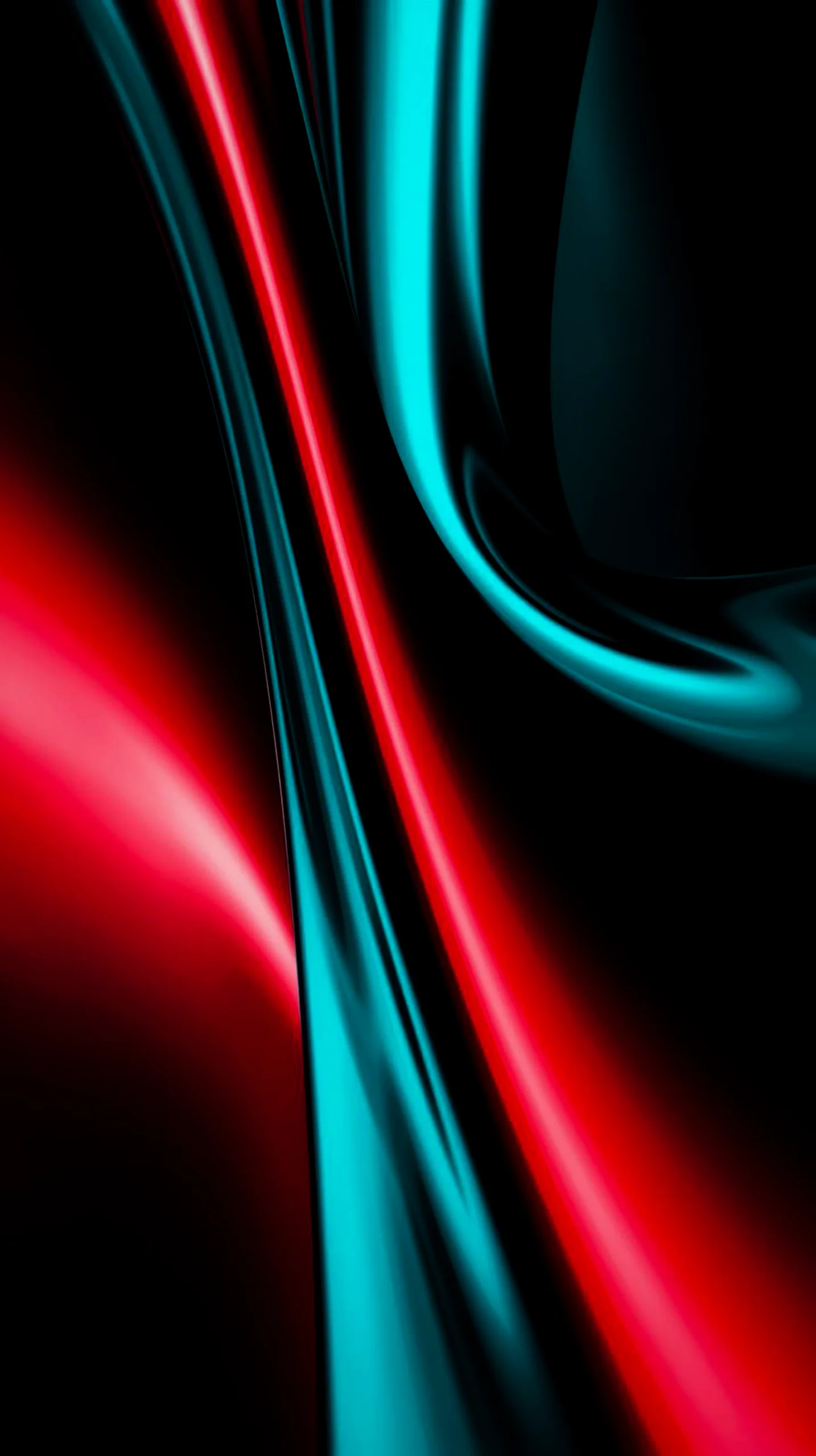 Dark AMOLED 4K Mobile Wallpaper: Red & Teal Flow