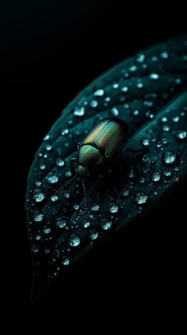 Macro Beetle AMOLED Wallpaper 4K for Mobile - Dark Nature Background