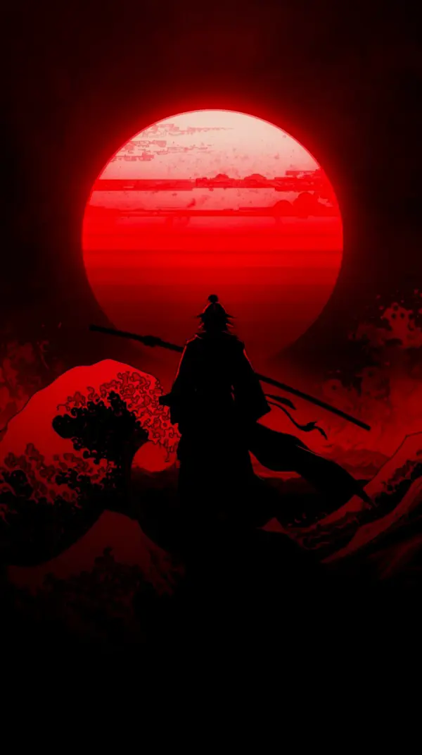 Aesthetic Anime Wallpaper Phone: Samurai Red Moon 4k Anime Wallpaper iPhone