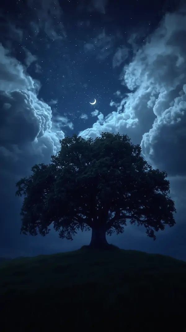 Nature Wallpaper 4K — Lone Tree Night Sky