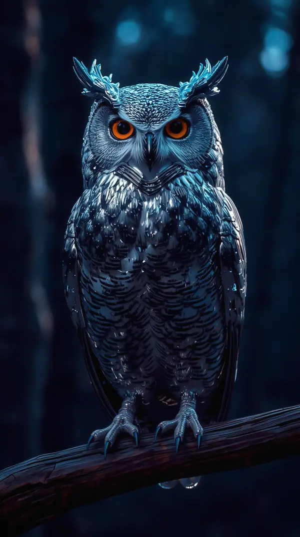 Owl Phone Wallpaper — Dark Night Forest Bird