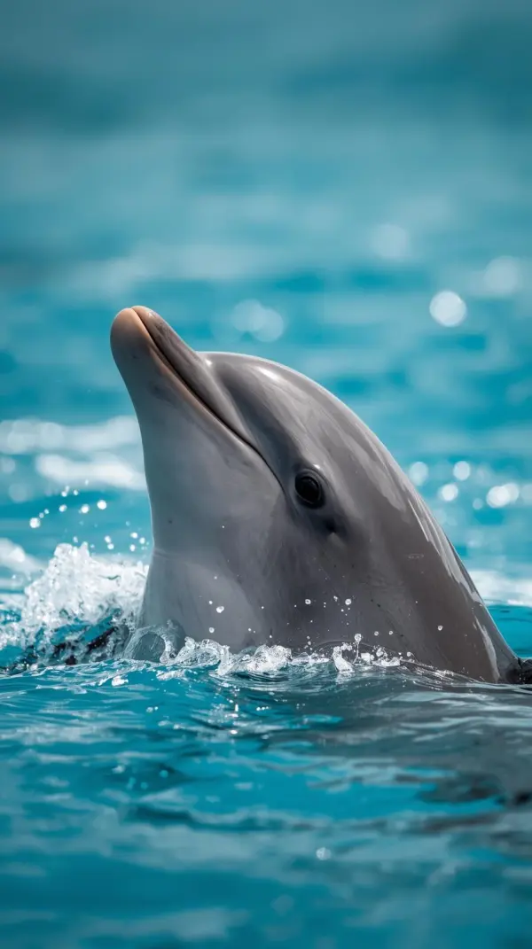 Wallpaper anime nature — smiling grey dolphin