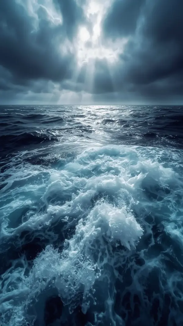 Ocean Wallpaper 4K — Stormy Sea With Sunlight