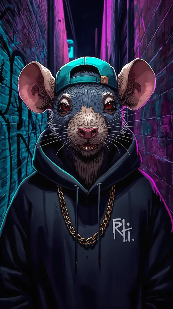 Cartoon Wallpaper 4K — Streetwear Rat Urban Neon 4KWallpapar
