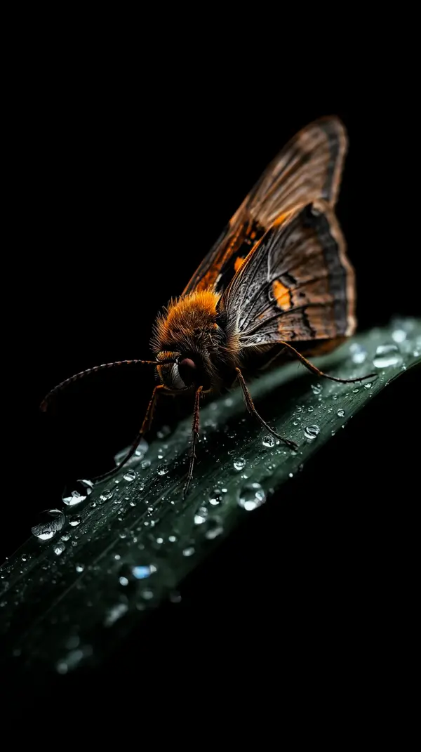 Wallpaper dark anime — fuzzy orange butterfly