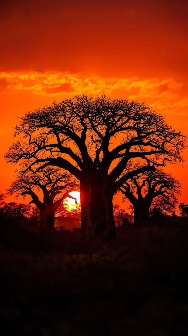 4k mobile wallpaper Dramatic sunset over Namib desert dunes
