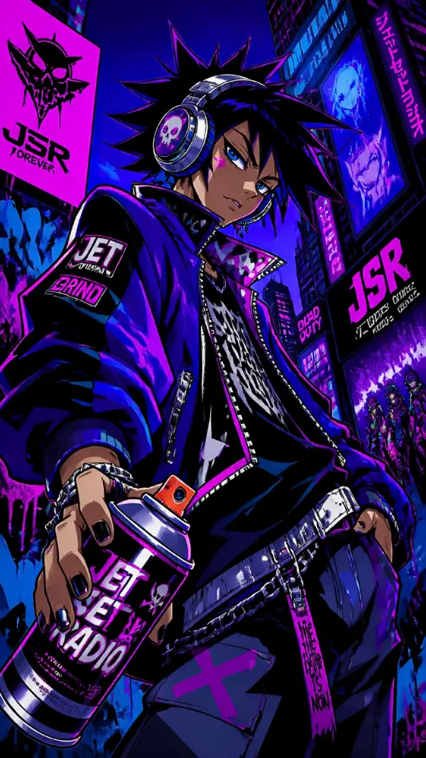 Anime wallpaper iphone — purple graffiti rebel