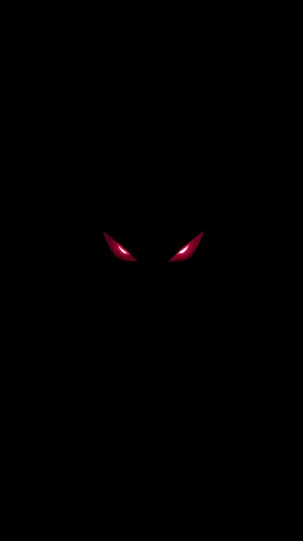 4k wallpaper for mobile Glowing Red Evil Eyes in Pitch Black Darkness, Scary Demon Stare Intense Horror Aesthetic for Phone