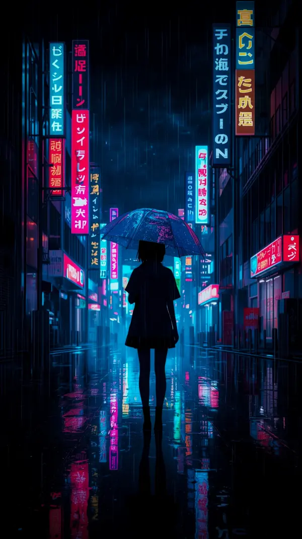 Cyberpunk Rainy City Street Wallpaper for iPhone – 4K HD