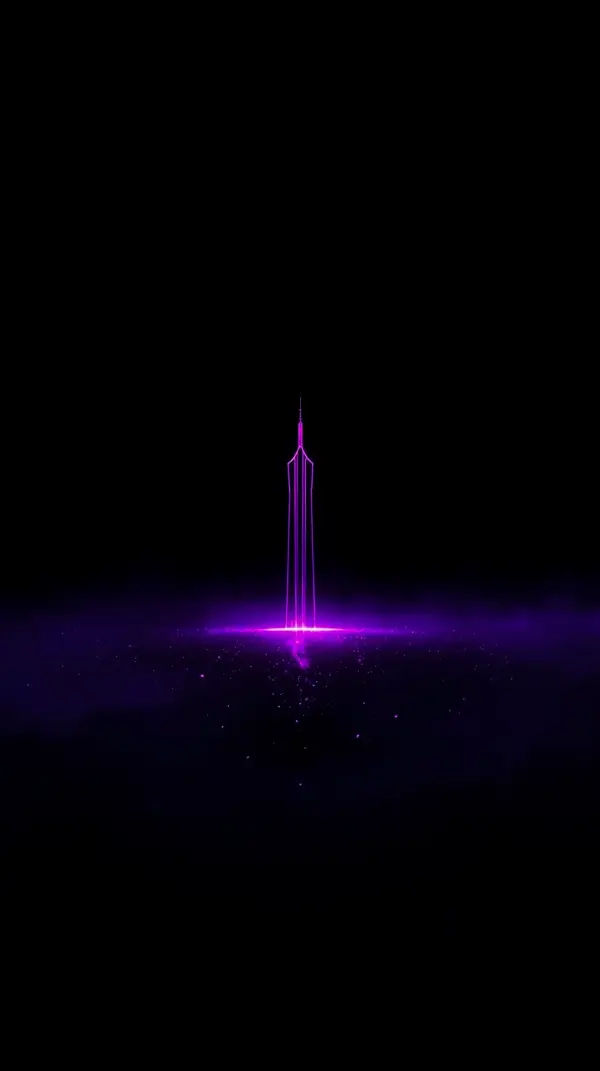 Minimalist Purple Neon Tower AMOLED wallpaper 4k for mobile