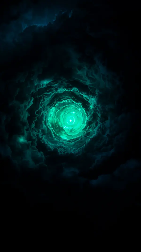 Aesthetic anime wallpaper — glowing green vortex