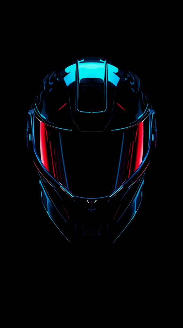 Futuristic Neon Helmet AMOLED Wallpaper 4k for Mobile