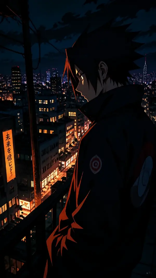 Anime background phone — ninja rooftop overlook