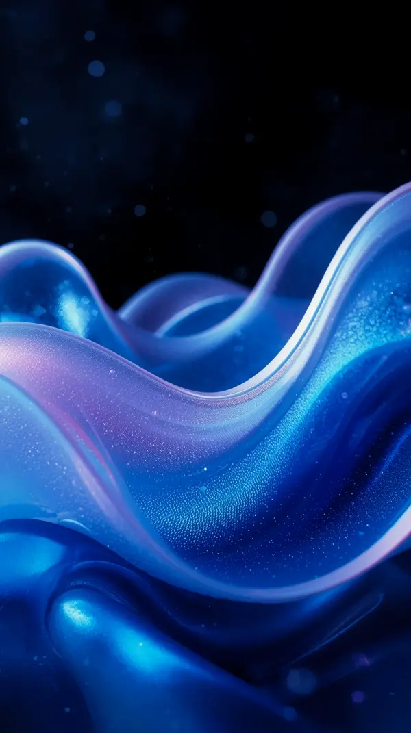 Dark AMOLED Mobile Wallpaper: 4K Blue Fluid Waves for Your Phone