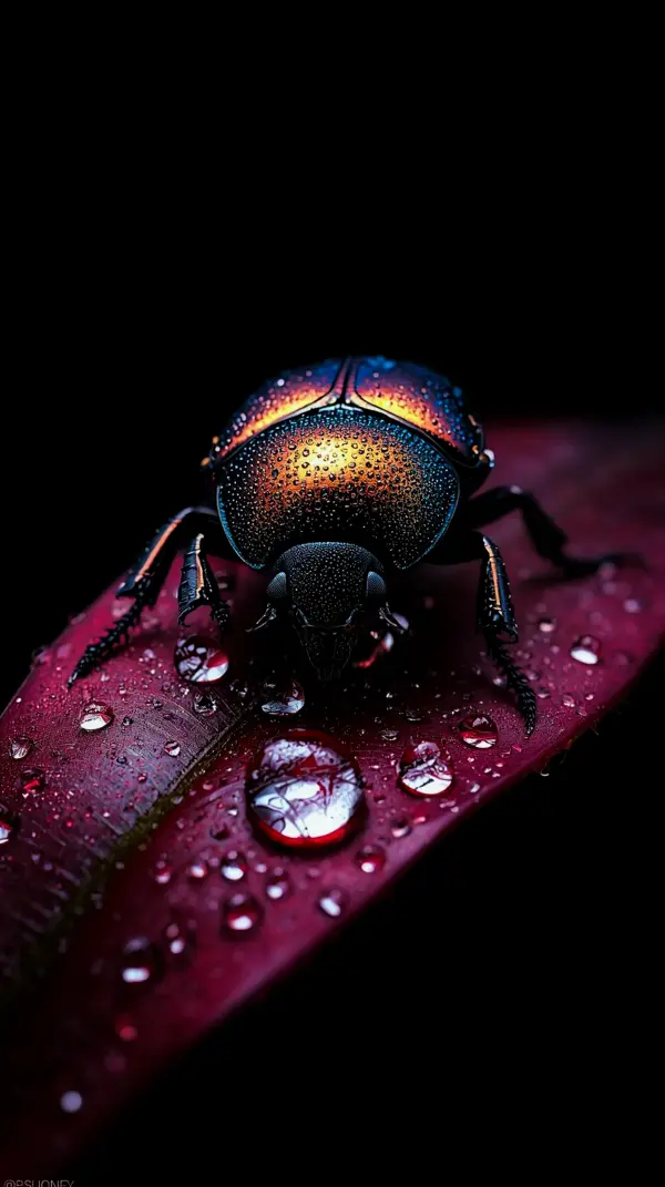 Wallpaper anime nature — iridescent metallic beetle