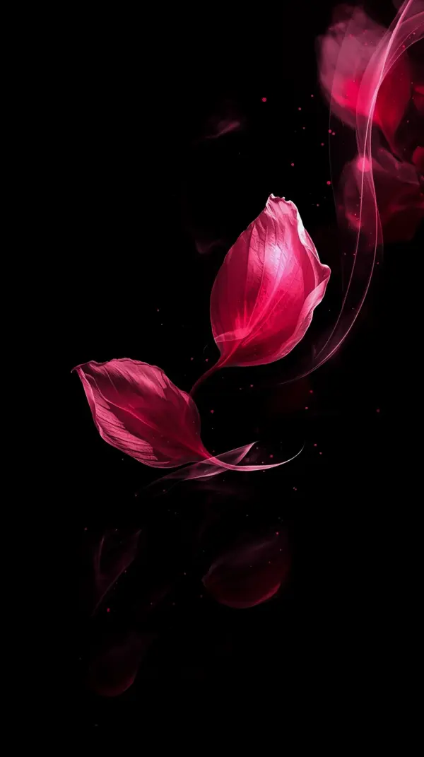 Wallpaper anime pink — translucent glowing leaves