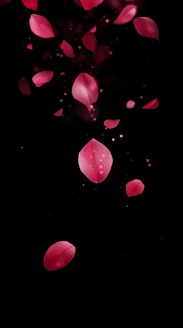 Falling Pink Petals AMOLED Wallpaper 4K for Mobile - Aesthetic Dark Backgrounds