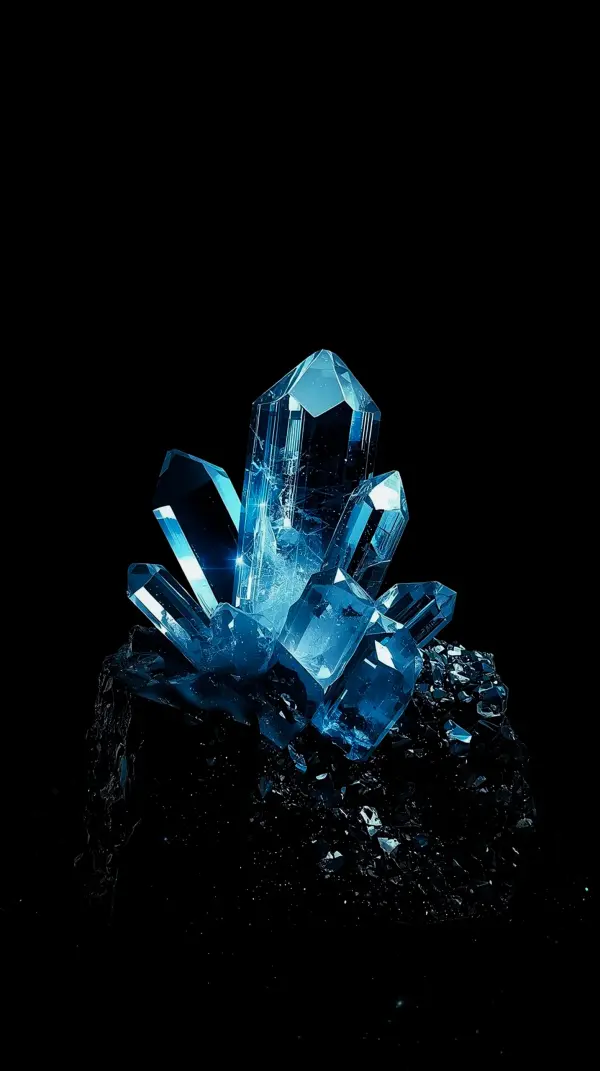 Glowing Blue Crystal AMOLED Wallpaper 4K For Mobile