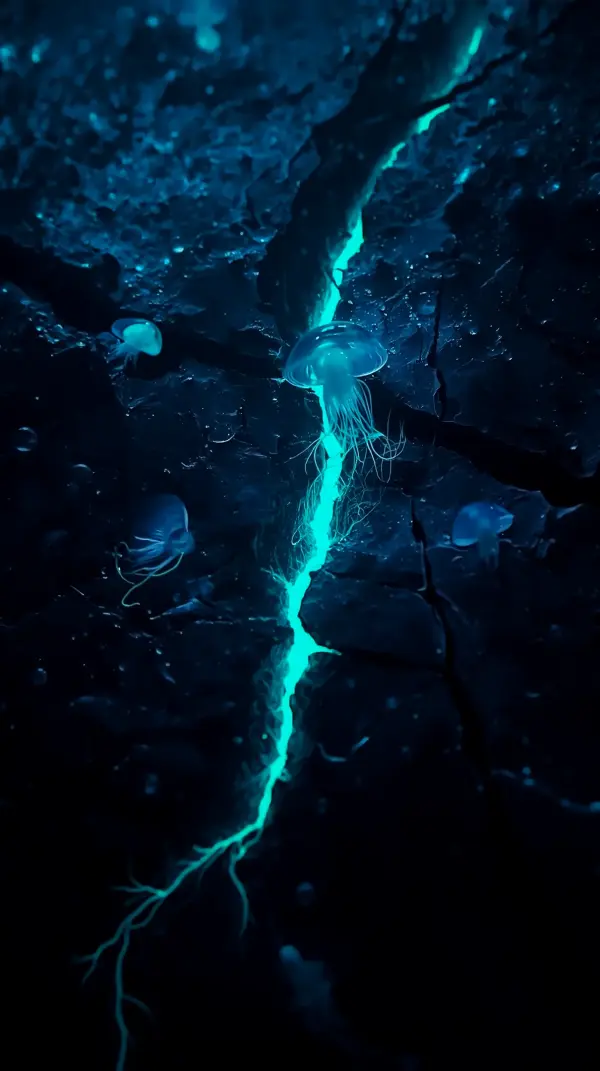 Bioluminescent Jellyfish AMOLED Wallpaper 4K for Mobile