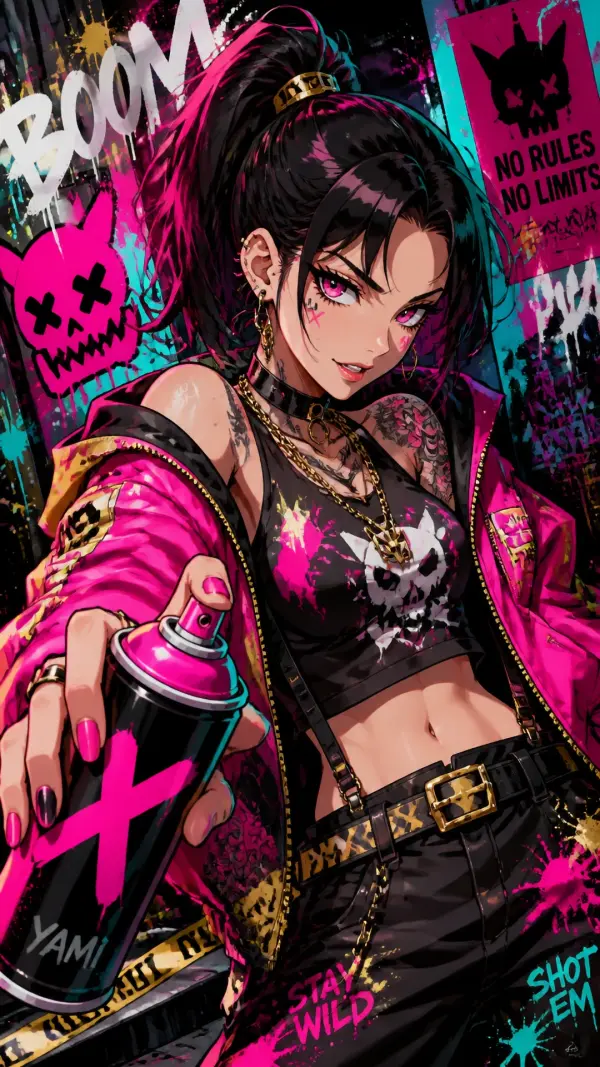Phone wallpaper 4k anime — punk graffiti artist